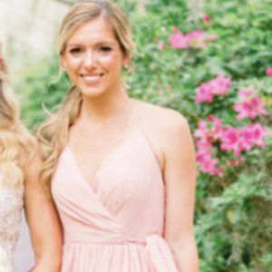 Revelry Bridesmaid Dress -  Hannah Chiffon Faux Wrap Dress - Blushing Bride Sz 2